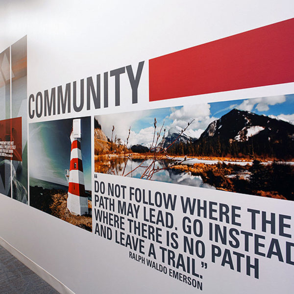 Branded walls - Vinyl wall wrap - Plexiglass mounts