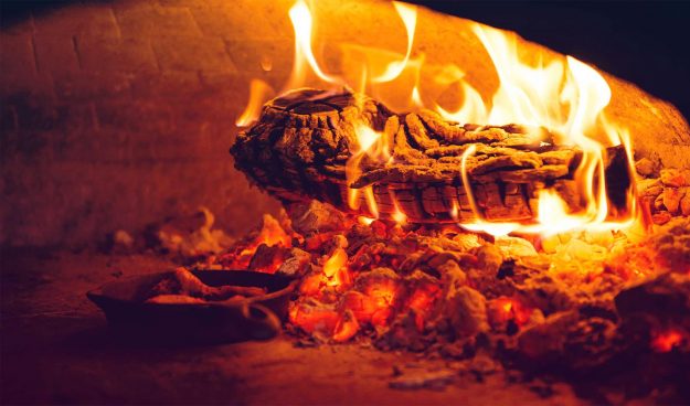 Wood fired pizza oven at Pizzeria Defina