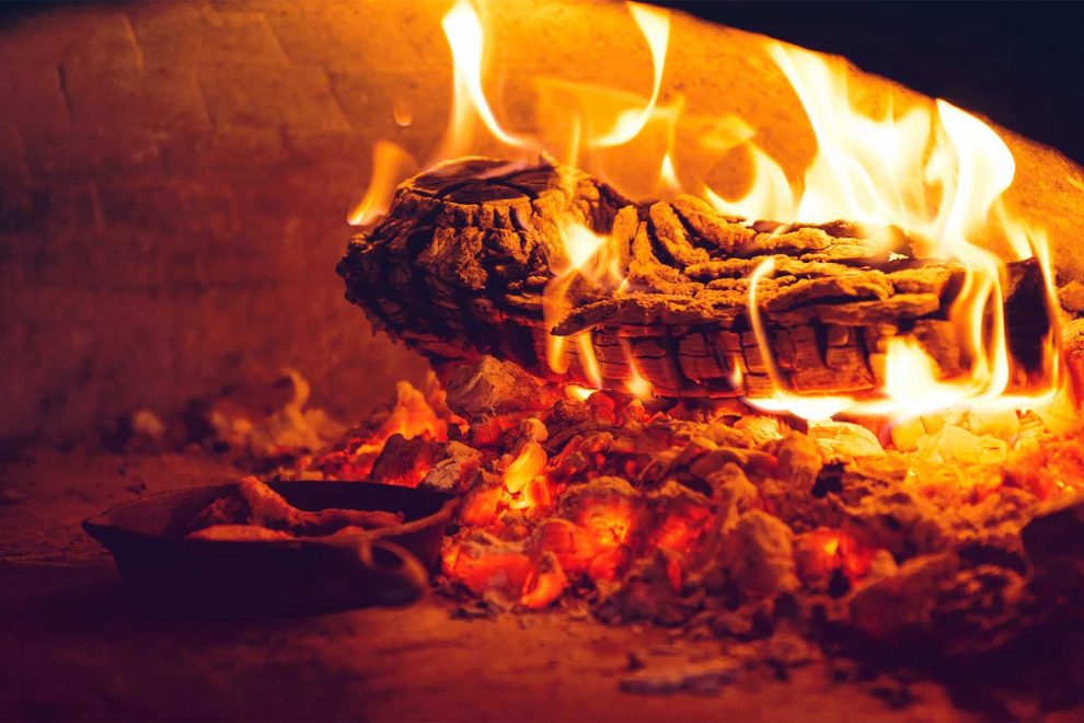 Wood fired pizza oven at Pizzeria Defina